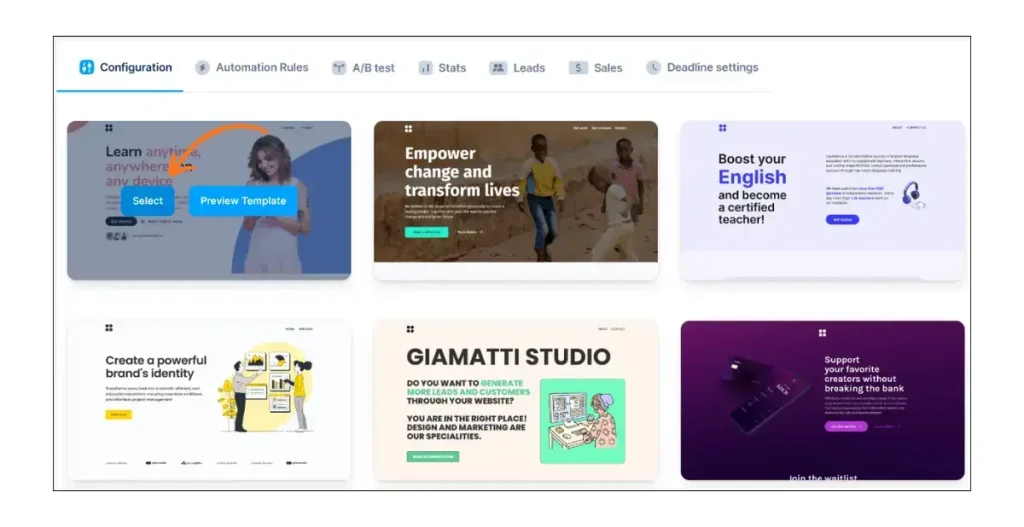 Pick a Systeme io Landing Page Template You Like