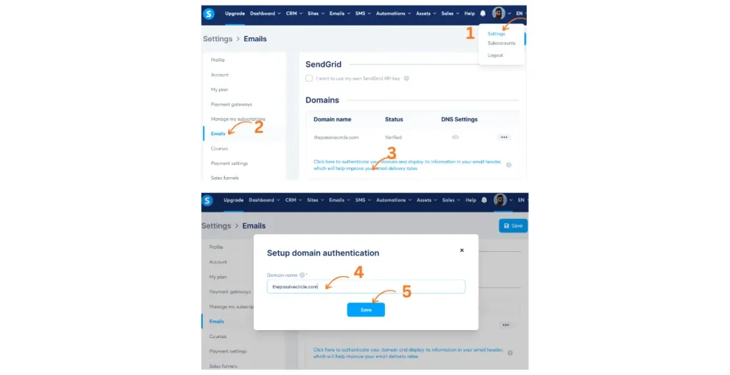 Flawless Domain Authentication Systeme.io Made Easy for Beginners 3 domain authentication
