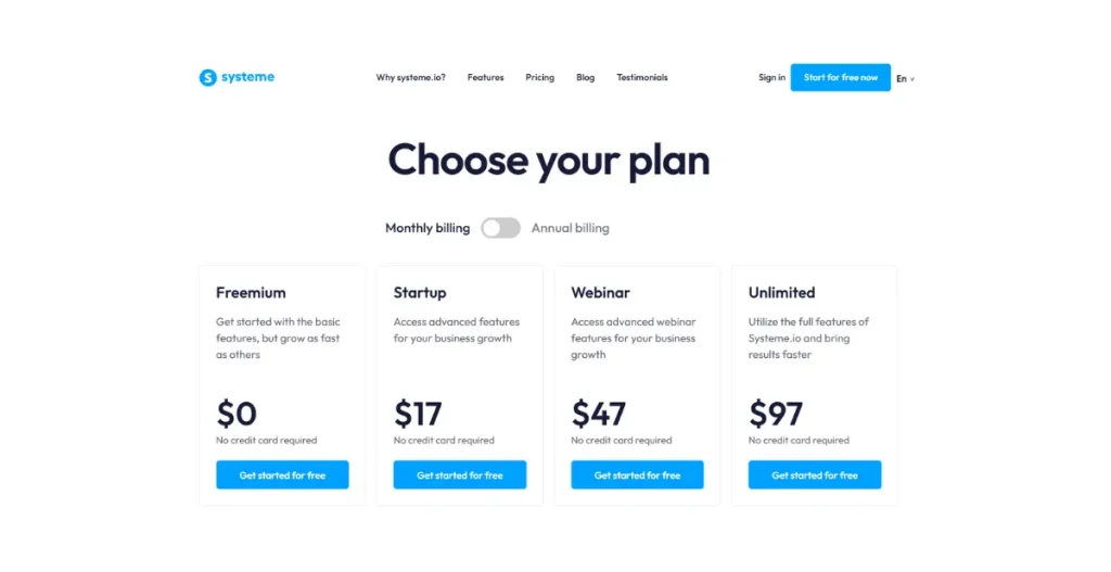 Systeme io pricing in 2005