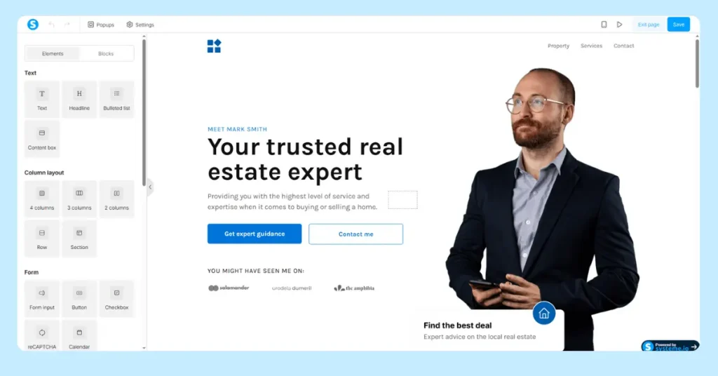  landing page built in Systeme.io