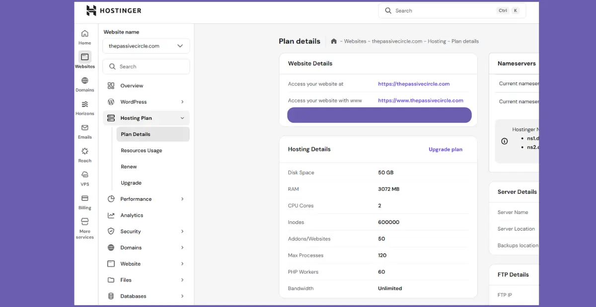 Hostinger hPanel features overview for WordPress beginners