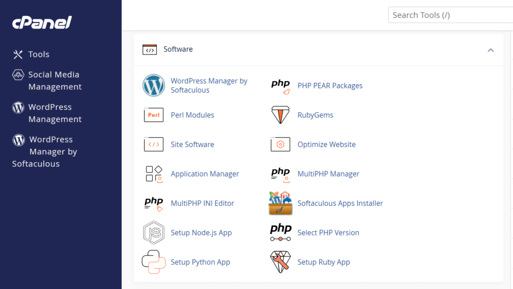 ExonHost cPanel dashboard