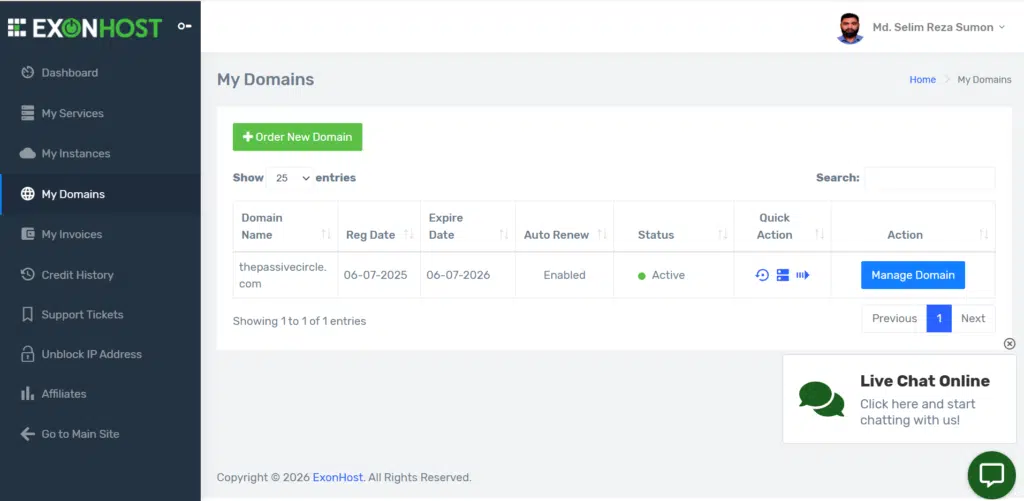 ExonHost Hosting Dashboard