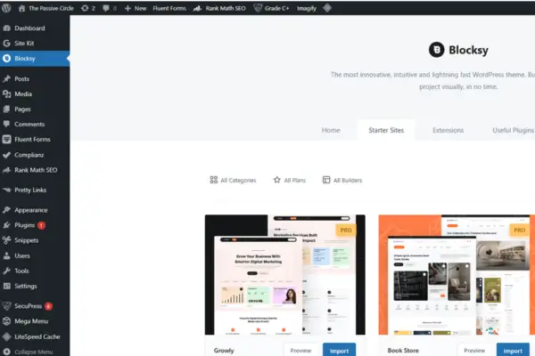 Blocksy theme customization settings dashboard for beginners
