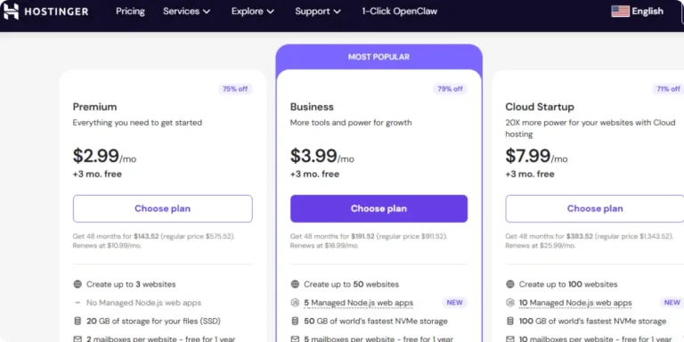 Hostinger Pricing 2026
