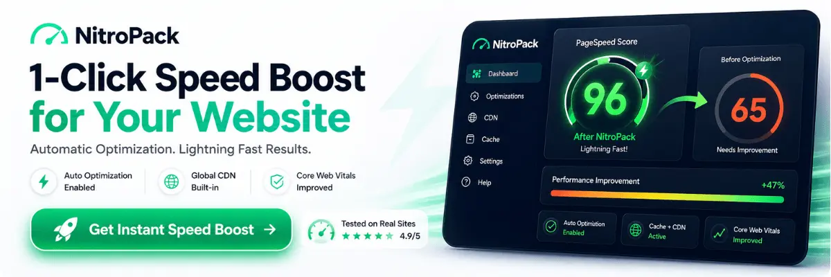 Try NitroPack free best WordPress speed optimization plugin for beginners