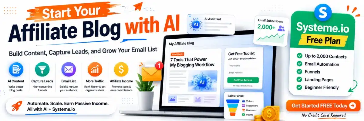 The AI Workflow I Actually Use to Build My Affiliate Blog in 2026 (Real Stack, Not a List) start your affiliate blog with AI tools systeme.io free plan for beginners