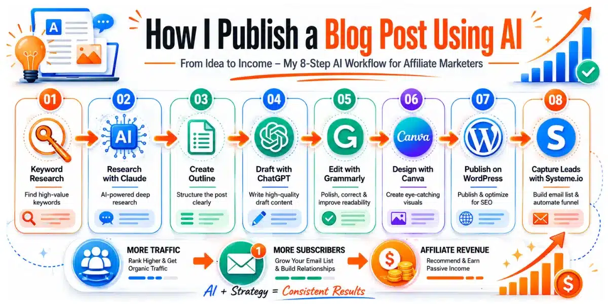 AI workflow for affiliate bloggers 2026 best free AI tools I actually use