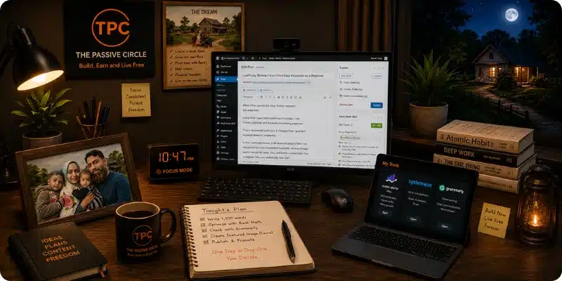 About Me Selim's evening work setup in Dhaka where The Passive Circle was built
