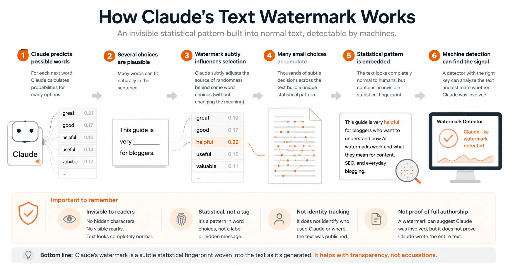 How Claude's text watermark works, from word prediction to detection
